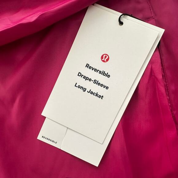 Lululemon Reversible Drape-Sleeve Long Jacket Sonic Pink Wild Berry Size 10 NEW - Picture 4 of 7